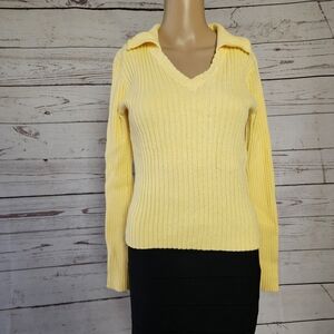 Next Era Yellow Long Sleeve V Neck Sweater Medium Vintage